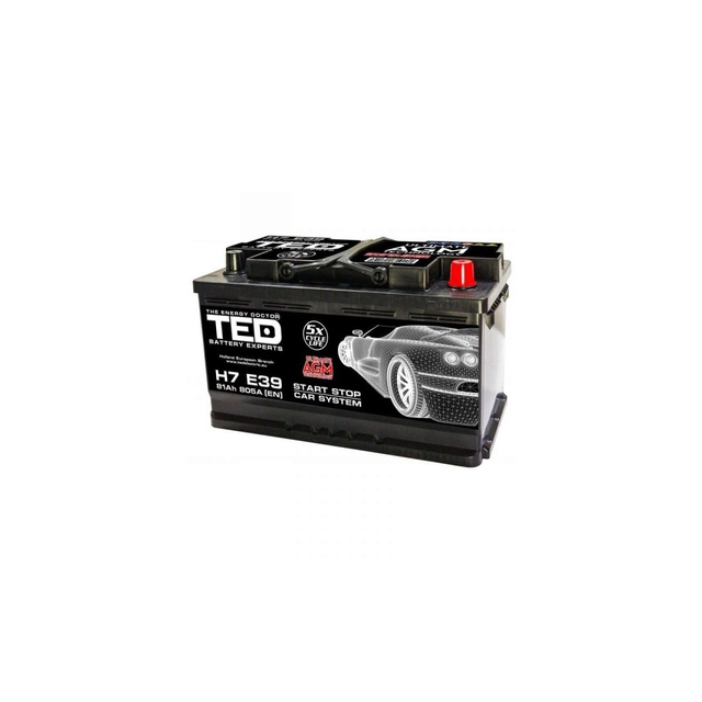 Car battery 12V 81A size 315mm x 175mm x h190mm 805A AGM Start-Stop TED Automotive TED003829