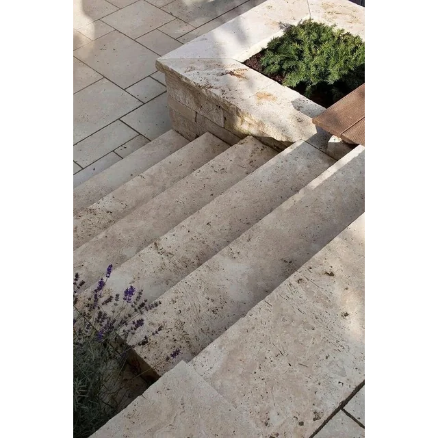 Travertine on the stairs stair tiles 120x30 stone structure