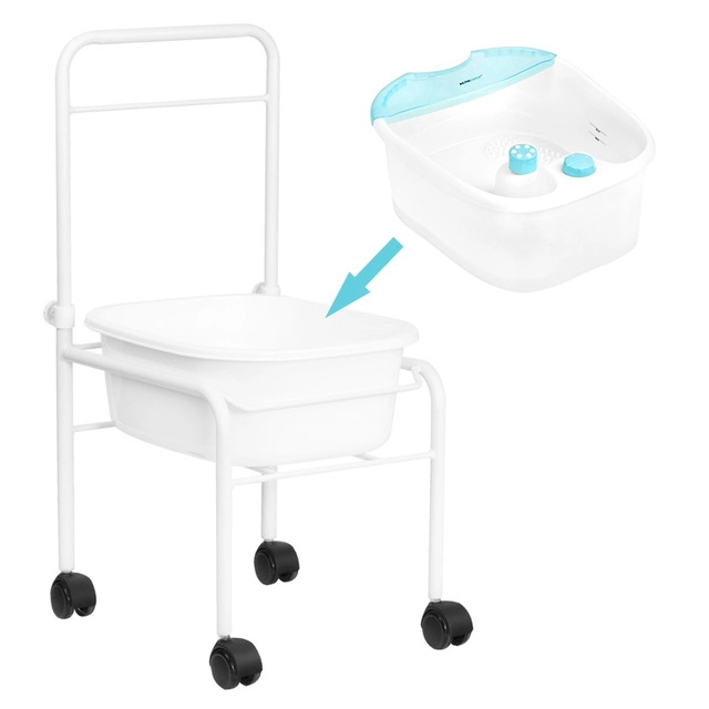 SET OF SHOWER TRAY FOR PEDICURE ON WHEELS WHITE + FOOT MASSAGER KEEPING MASSAGER.AM-506A
