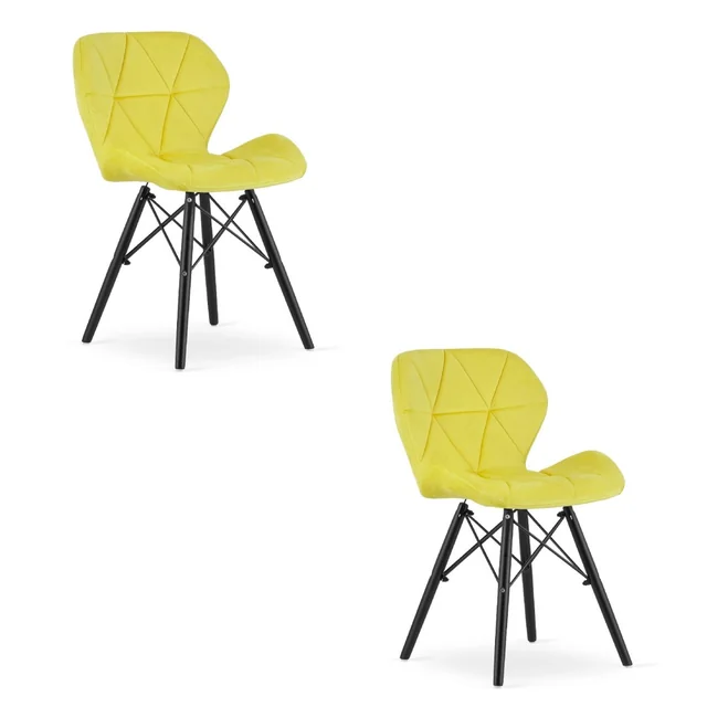 LAGO Velvet chair - yellow / black legs x 2