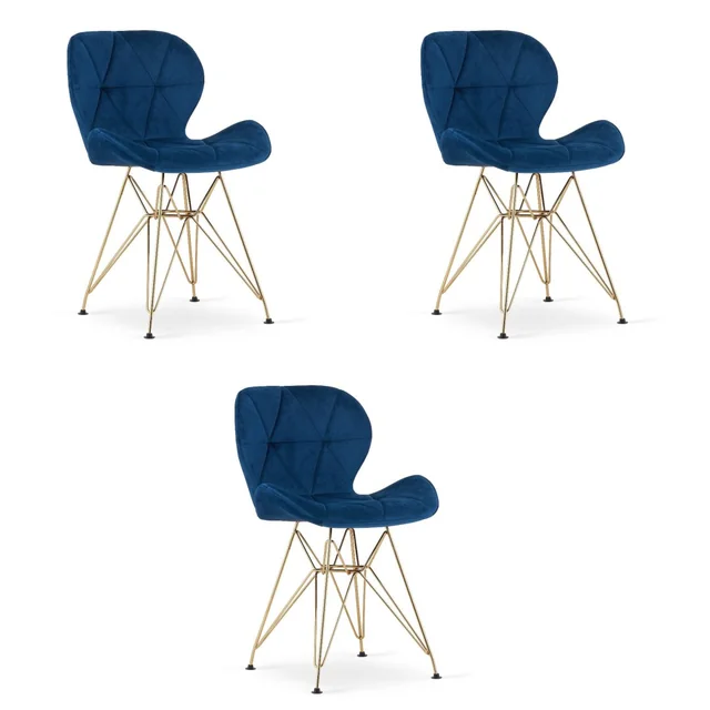 NEST chair - grant velvet / golden legs x 3