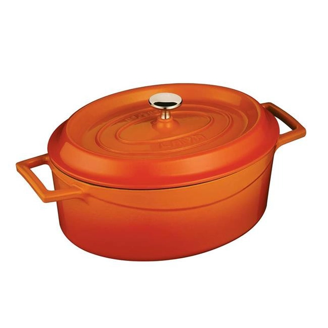 Cast iron oval orange pot