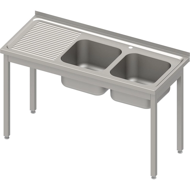 2-bowl sink table(P), without a shelf 1200x600x850 mm, screwed, pressed top | Stalgast