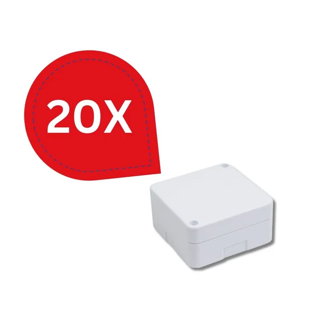 Package 20 Pieces Square junction box 100x100x50 mm for mounting surveillance cameras, White