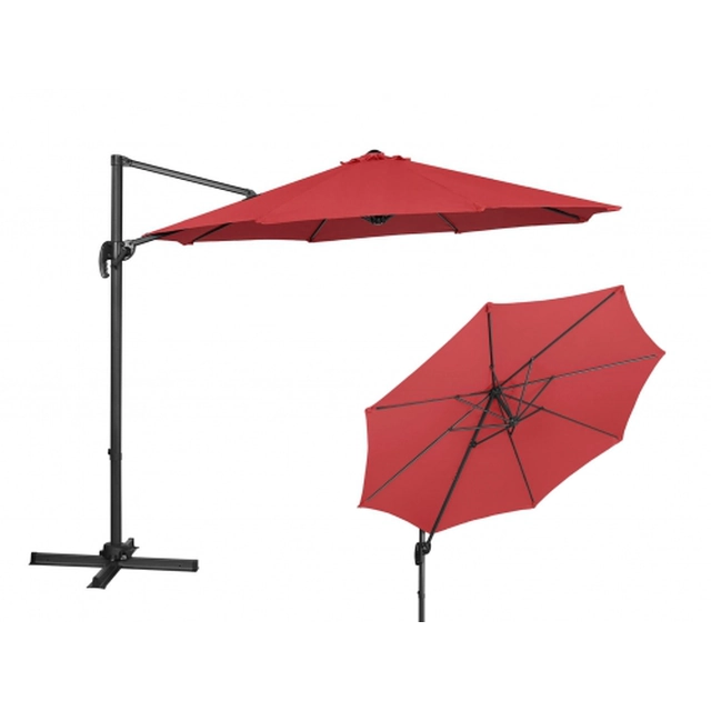 Garden umbrella with a rotating arm, round 300 cm, maroon
