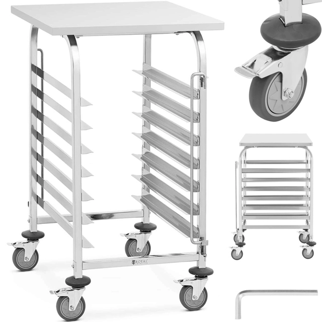 A catering trolley with a shelf for transport 7 tray 60 x 60 cm with a shelf