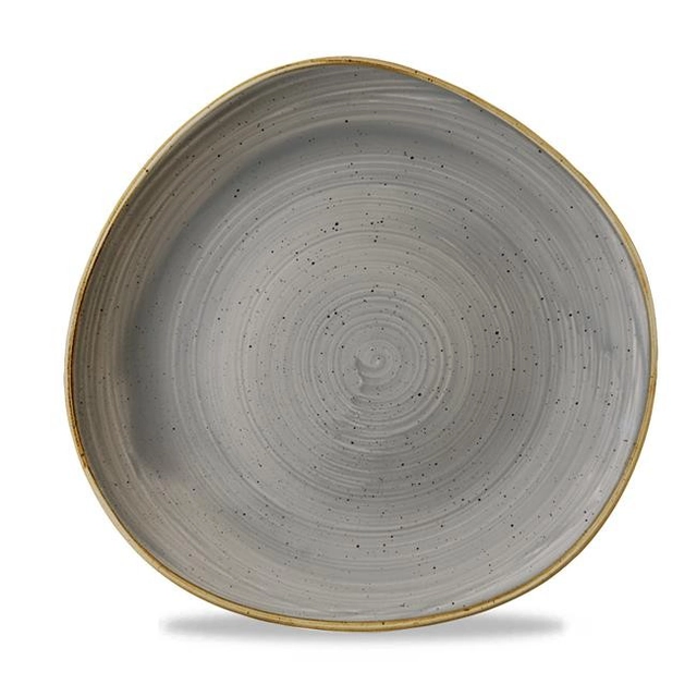 A plate in the organic shape of Peppercorn Gray 286mm