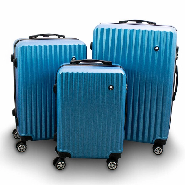 A set of blue strong ABS travel suitcases for the XL + L + M plane