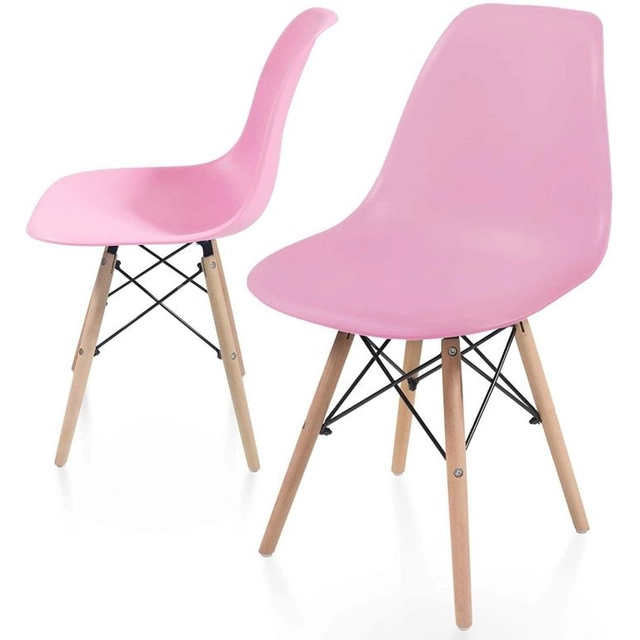 A set of dining chairs with a plastic seat, 2 pieces