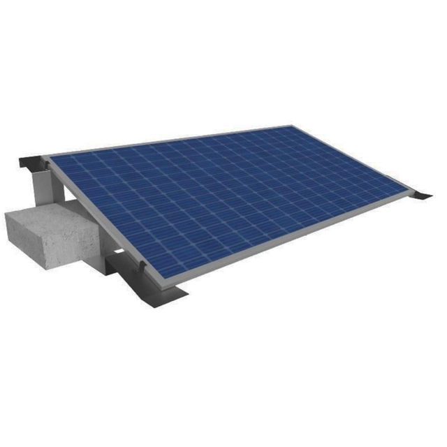 A set of elements for making a ballast frame for a flat roof on 10 panels with a thickness of 30mm maximum width 115cm, 2 rows