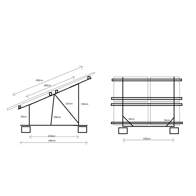 A set of elements for making your own ground frame on 4 panels 30mm vertical thickness, arrangement 2x2, panel width max. 114 cm, max. height. 195cm