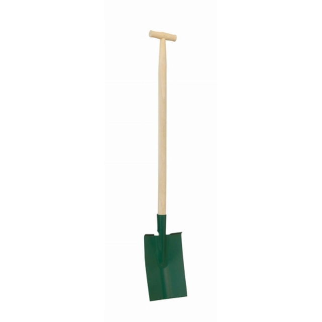 A spade with a wooden T Pawłowski TS100 handle, straight