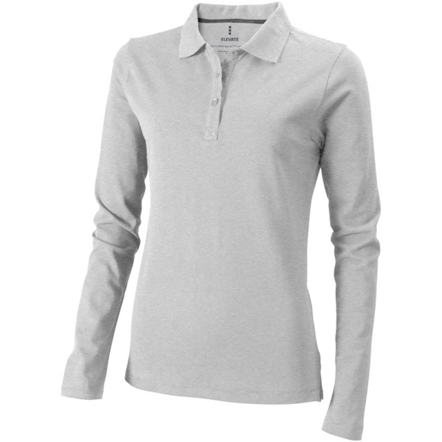 Oakville women's polo shirt with long sleeves - Gray melange / XL