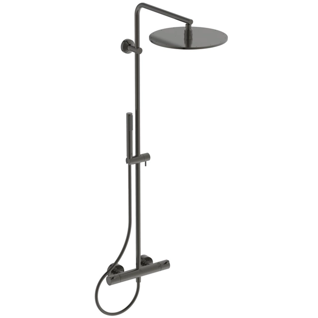 Stationary shower system Ideal Standard Ceratherm T125, with Ø300 head and Stick hand shower, Magnetic Gray