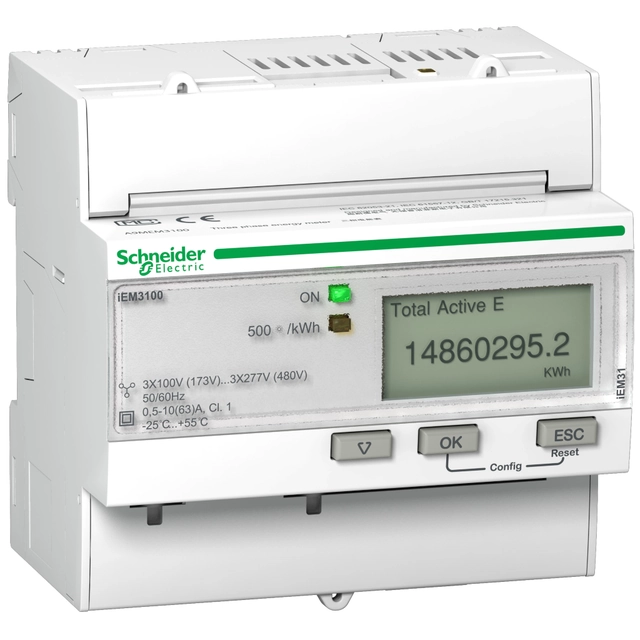 Kilowatt-hour meter Schneider Electric A9MEM3100 Electronic Three conductor/four conductor Direct measurement Effective power Purchase/supply