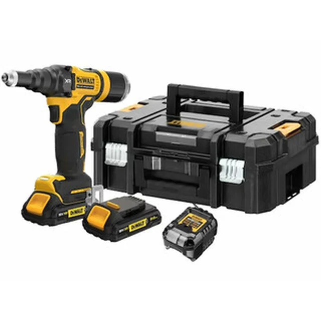 DeWalt DCF403D2GT-QW cordless pop riveter + 2 x 2,0 Ah + DCB1102 + TSTAK 18 V XR