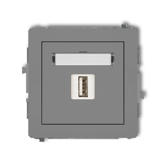 Socket outlet Karlik 27DCUSB-1 Stone grey Flush mounted (plaster) IP20