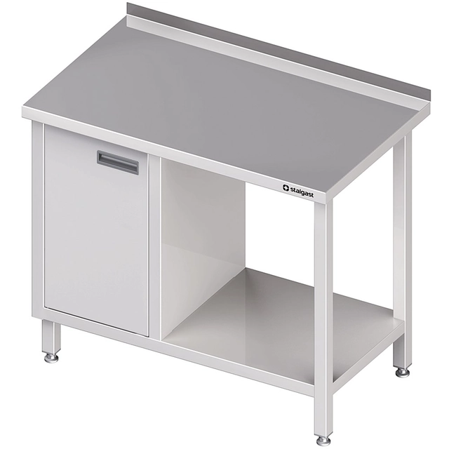 Stainless table with cabinet (L) and shelf 160x60 | Stalgast