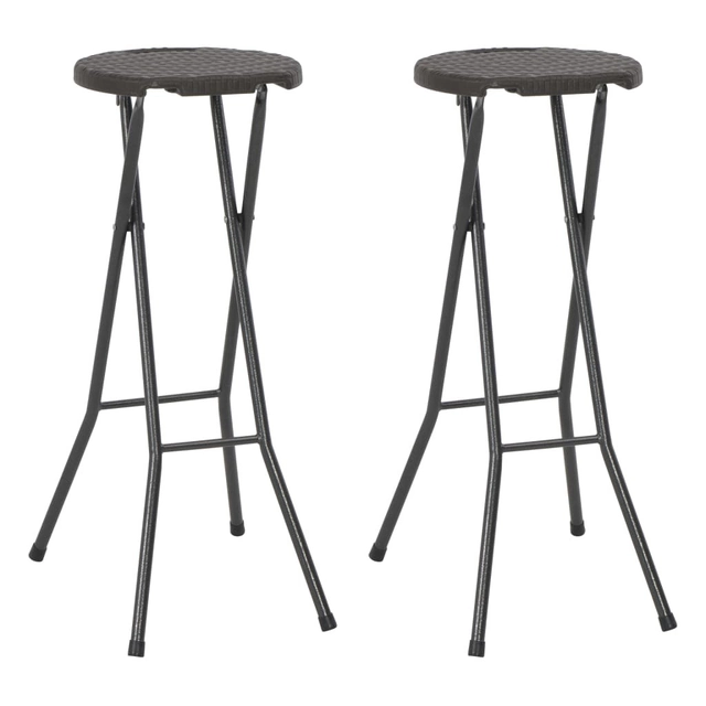 Lumarko Folding stools, 2 pcs, HDPE and steel, brown, rattan look