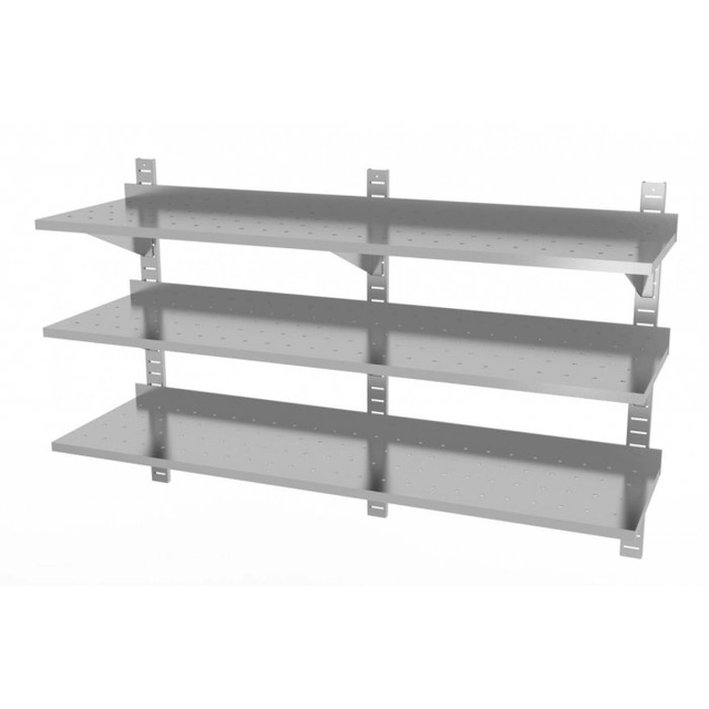 Triple adjustable hanging shelf, perforated with three consoles 1700 x 300 x 875 mm POLGAST 385173-3-PERF 385173-3-PERF