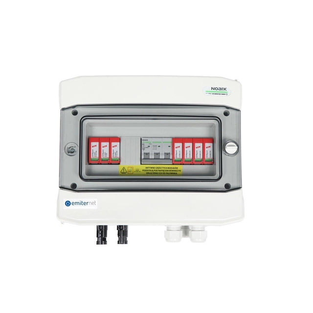 Hermetic EMITER DC/AC switchgear with Dehn DC surge arrester 1000V type 2, 1 x PV string,1 x MPPT, AC arrester typ 2, B20A 3F