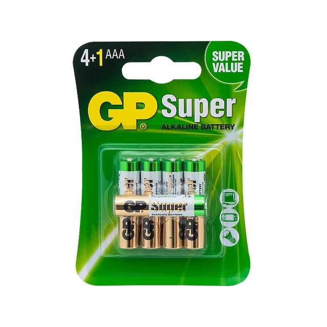 AAA alkaline battery 1.5 LR3 GP SUPER 5 Pieces