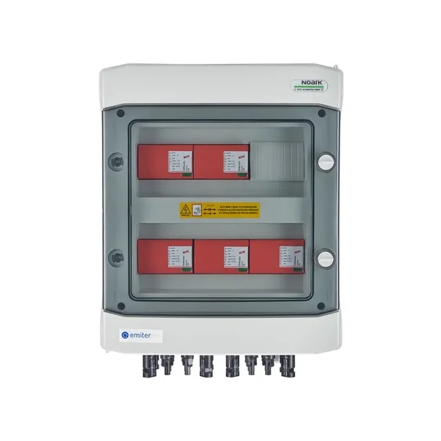 Aansluiting PV-schakelbordDC hermetisch IP65 EMITER met DC-overspanningsafleider Dehn 1000V type 1+2, 5x PV-keten, 5x MPPT