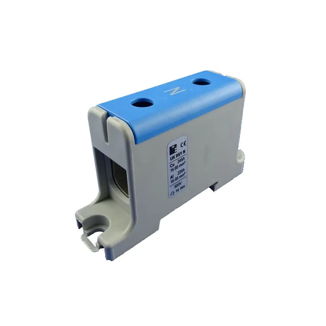 Aansluitklem klem 1 blauwe pool Cu-Al 2x95mm²​​​​​​​ montage op DIN-rail 35mm 220A (Al) 245A ( Cu)