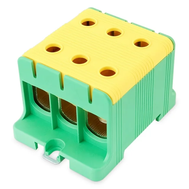 Aansluitklem klem 1 pool geel groen Cu-Al 6x95mm²​​​​​​​ montage op DIN-rail 35mm 220A (Al) 245A ( Cu)