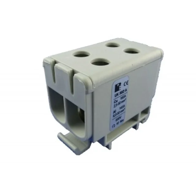 Aansluitklem klem 1 pool grijs Cu-Al 4x50mm²​​​​​​​ montage op DIN-rail 35mm 145A (Al) 160A ( Cu)