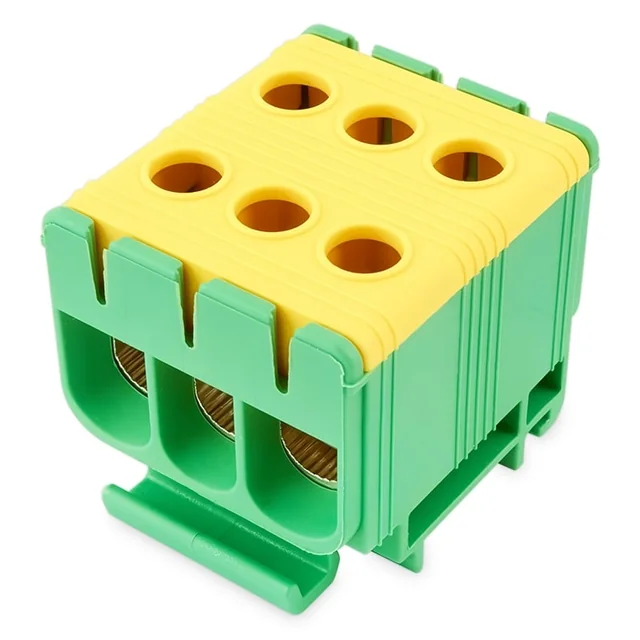 Aansluitklem klem 1 pool groen geel Cu-Al 6x50mm²​​​​​​​ montage op DIN-rail 35mm 145A (Al) 160A ( Cu)