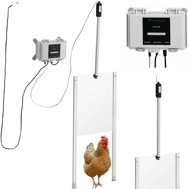 Aba da porta do galinheiro automática com sensor de luz e bloqueio LCD 12 V