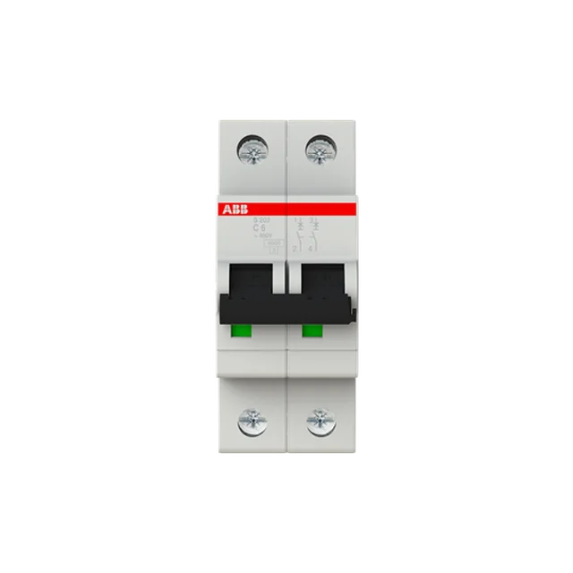 ABB – 2CDS252001R0064, Kaitselüliti, S202-C6, 2P char.C 6A, 6kA AC