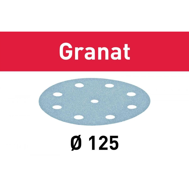Abrasive sheet FESTOOL Granat STF D125/8 P80 GR/10 10BUC/SET 497147
