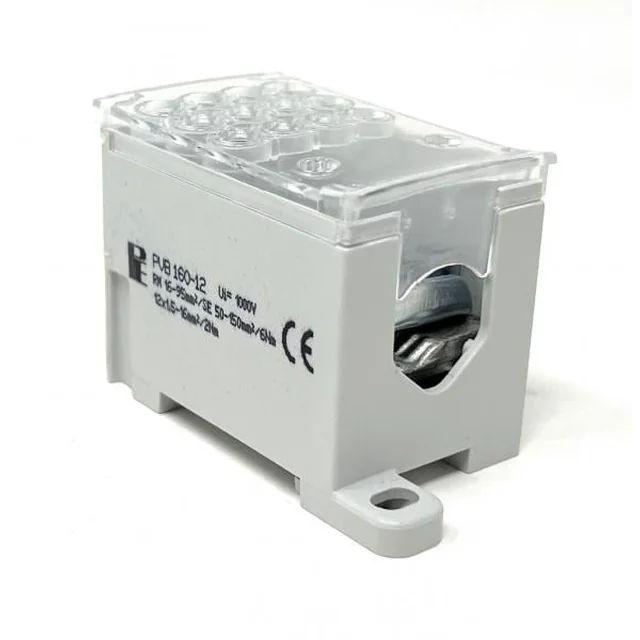 Abrazadera en el carril del bloque de distribución de fases PVB 160-12 160A 1x16-95mm² + 6x2,5-35mm² Cu-Al 1000V AC / DC