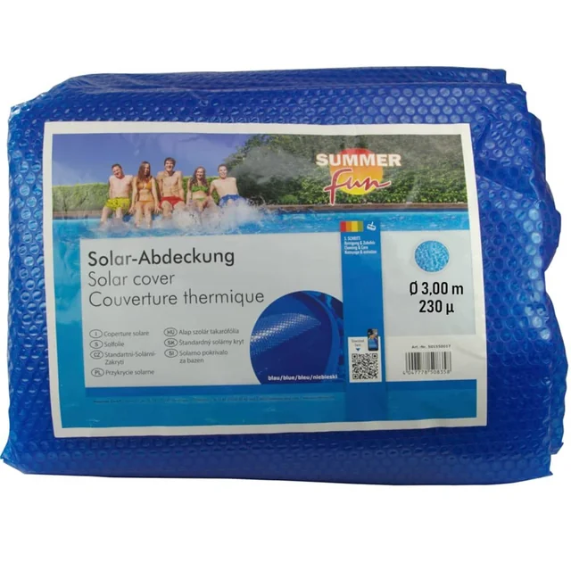 Abri de piscine solaire Summer Fun, rond, 300 cm, PE, bleu