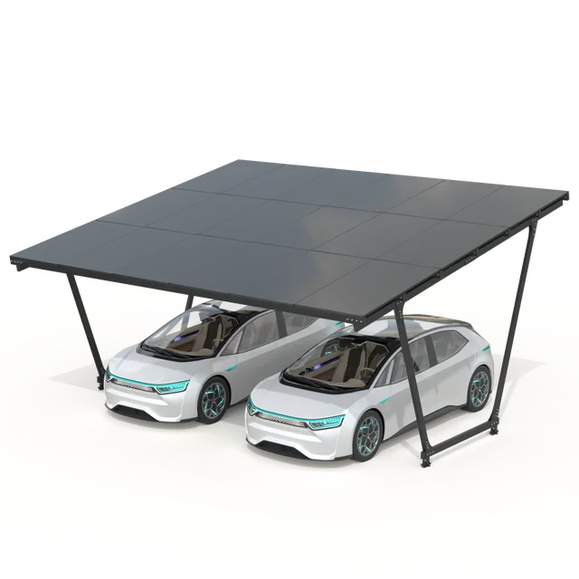 Abri de voiture avec panneaux photovoltaïques - Modèle 02 (2 places)