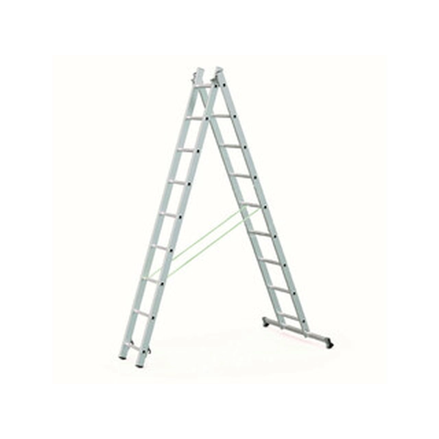 Abru tweedelige multifunctionele ladder 2 x 9 graden | 4 m | Aluminium