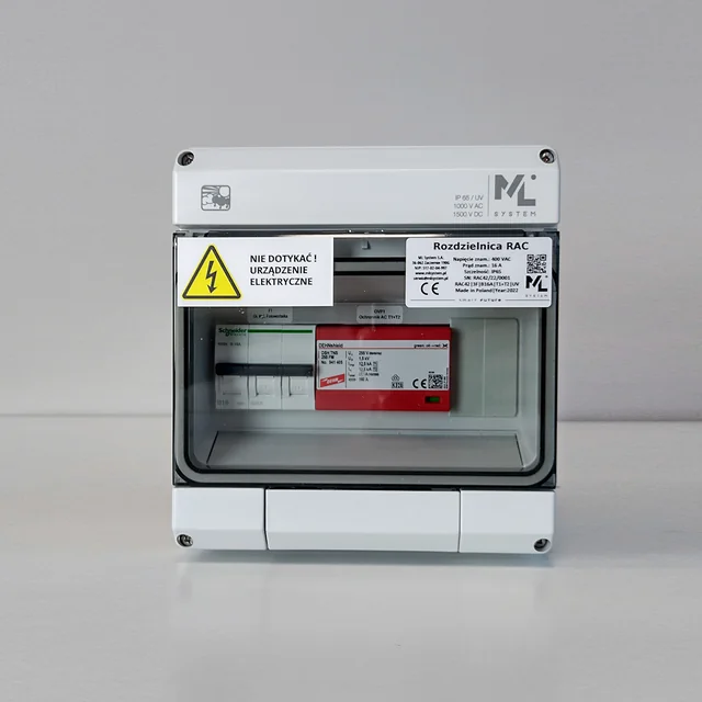 AC koblingsudstyr TYP42 - RAC42/3F/B16A/T1+T2/UV til 8,2kW - SCHNEIDER K60N-B16-3 / IP65 / 1000V AC / 1500V DC / EXT.