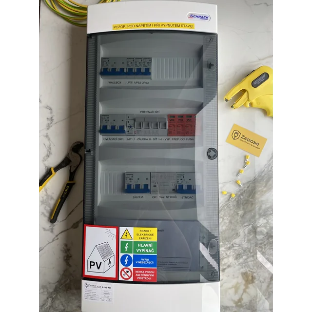 AC Switchboard FVE 10 kWp, резервно копие, wallbox, мрежов превключвател, T1+T2