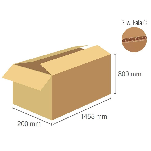 Cardboard box 1455x200x800 - Flap Fefco 201
