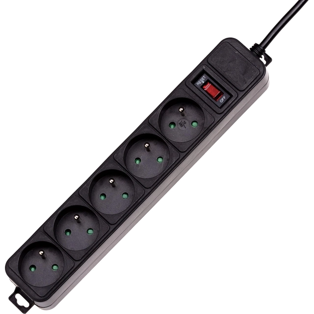 Akyga surge protection power strip 5 sockets 3 m black (AK-SP-05B)