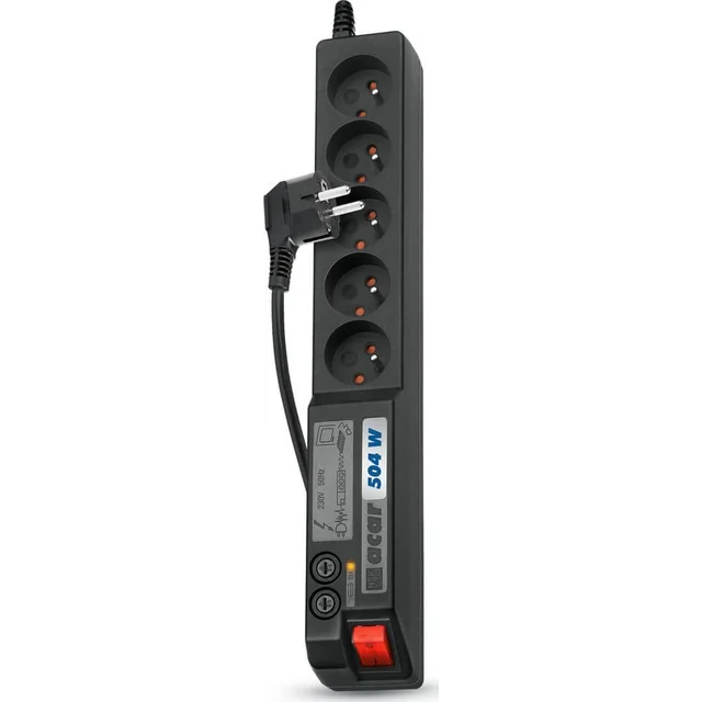 Acar power strip 504W prepäťová ochrana 5 zásuvky 3 m čierna (W0070)