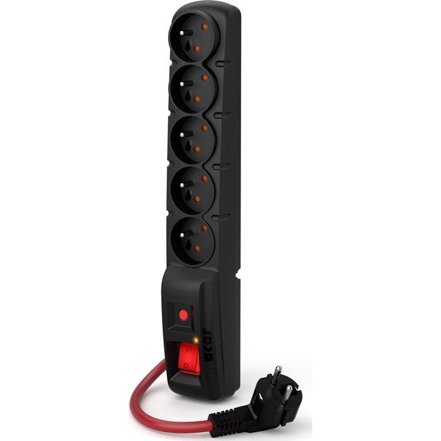 Acar power strip F5 prepäťová ochrana 5 zásuvky 10 m čierna (W2301)