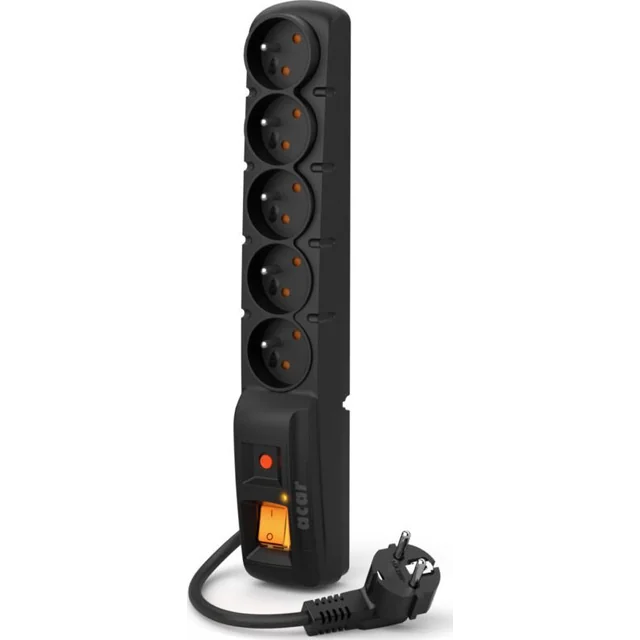 Acar power strip F5 surge protection 5 sockets 1.5 m black (W0099)