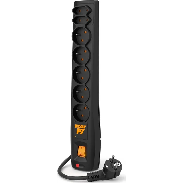 Acar power strip P7 surge protection 7 sockets 5 m black (W0116)