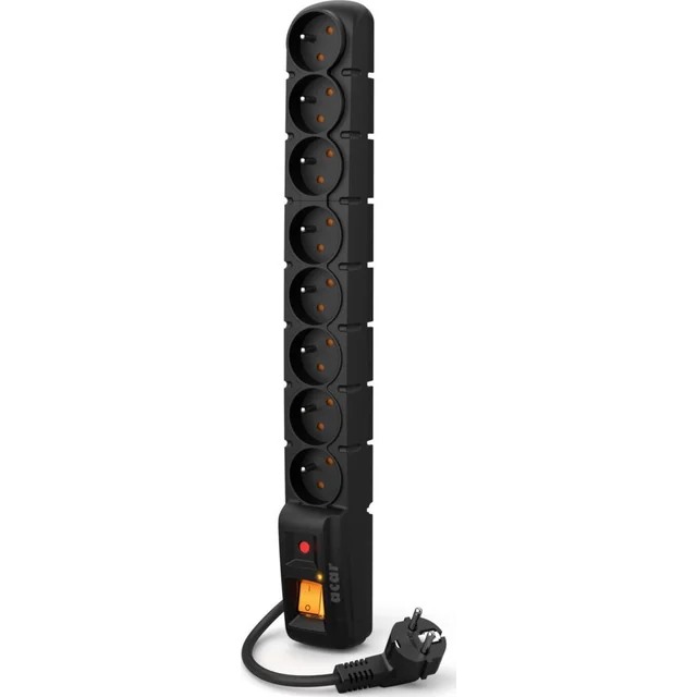 Acar S8 PRO surge protection power strip 8 sockets 1.5 m black (W0142)