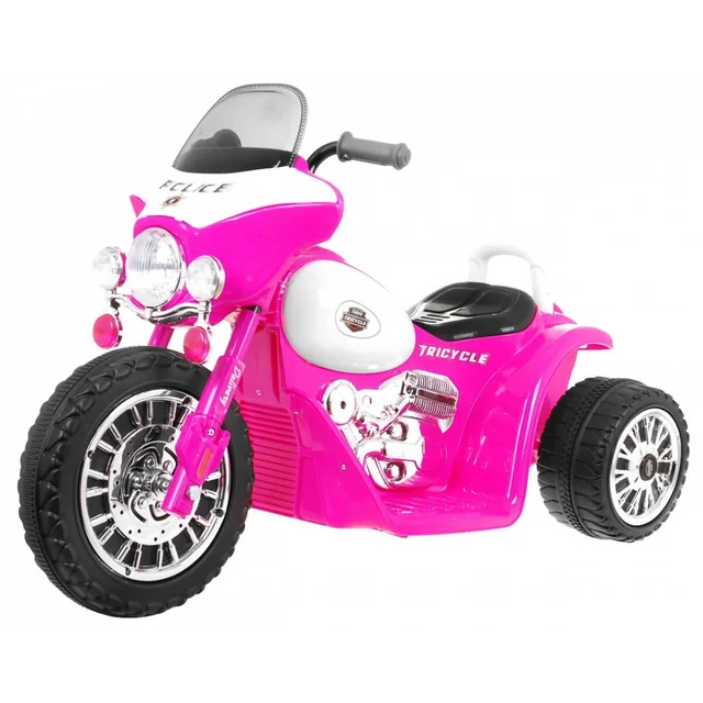 Accu Chopper Motor Roze + 3 wielen + Geluid + LED-verlichting