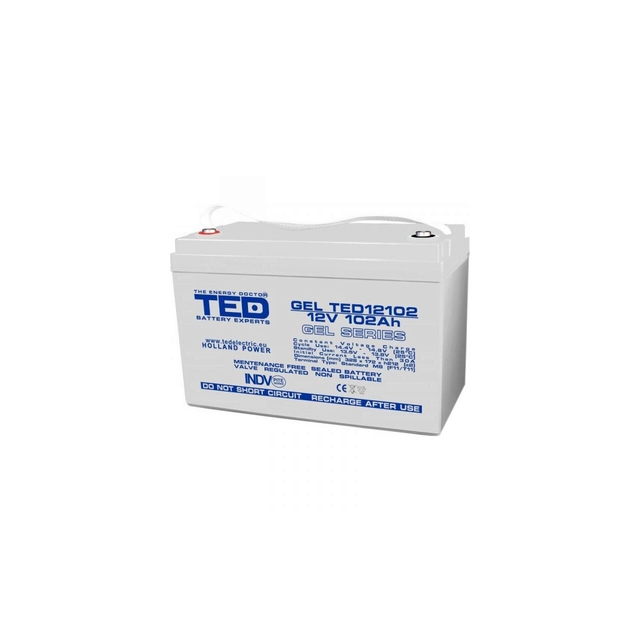 Accumulateur AGM VRLA 12V 102A GEL Deep Cycle 328mm x 172mm x h 214mm F12 M8 TED Battery Expert Holland TED003492 (1)