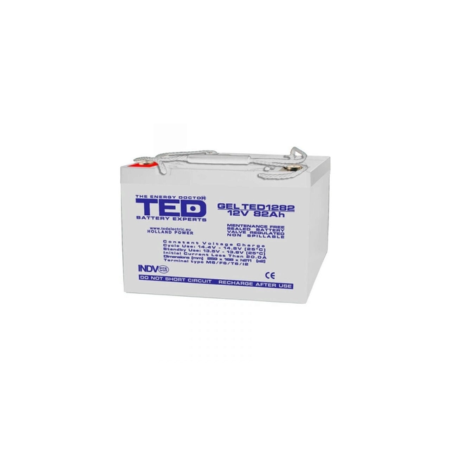 Accumulateur AGM VRLA 12V 82A GEL Deep Cycle 259mm x 168mm x h 211mm M6 TED Battery Expert Holland TED003478 (1)